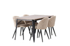 Venture Home Velvet & Tempe Matstolar 2-pack Beige + Rektangulära Matbord 140 x 80 Valnöt