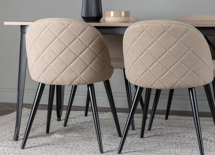 Venture Home Velvet & Tempe Matstolar 2-pack Beige + Rektangulära Matbord 140 x 80 Valnöt