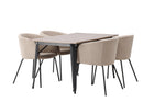 Venture Home Berit & Tempe Matstolar Beige + Rektangulära Matbord 140 x 80 Valnöt