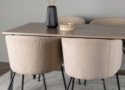 Venture Home Berit & Tempe Matstolar Beige + Rektangulära Matbord 140 x 80 Valnöt