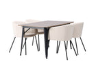 Venture Home Berit & Tempe Matstolar Beige + Rektangulära Matbord 140 x 80 Valnöt