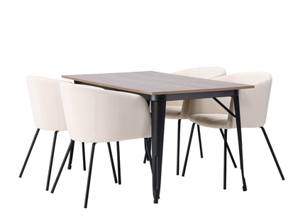 Venture Home Berit & Tempe Matstolar Beige + Rektangulära Matbord 140 x 80 Valnöt