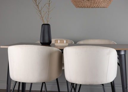 Venture Home Berit & Tempe Matstolar Beige + Rektangulära Matbord 140 x 80 Valnöt