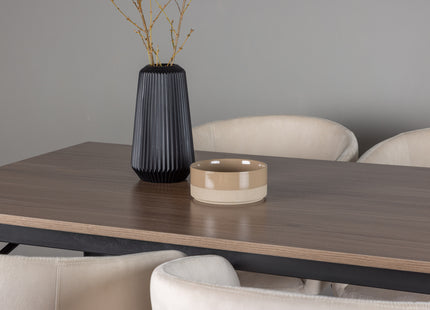 Venture Home Berit & Tempe Matstolar Beige + Rektangulära Matbord 140 x 80 Valnöt