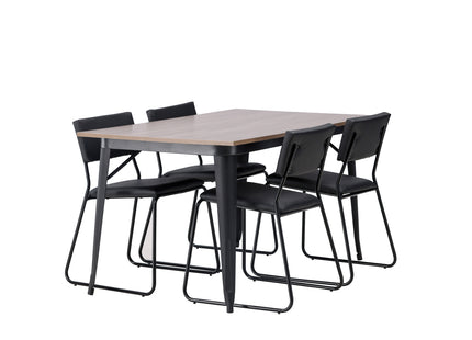 Venture Home Kenth & Tempe Matstolar 2-pack Svart + Rektangulära Matbord 140 x 80 Valnöt