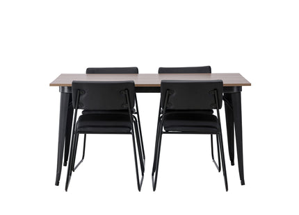 Venture Home Kenth & Tempe Matstolar 2-pack Svart + Rektangulära Matbord 140 x 80 Valnöt