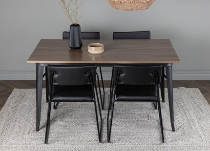 Venture Home Kenth & Tempe Matstolar 2-pack Svart + Rektangulära Matbord 140 x 80 Valnöt