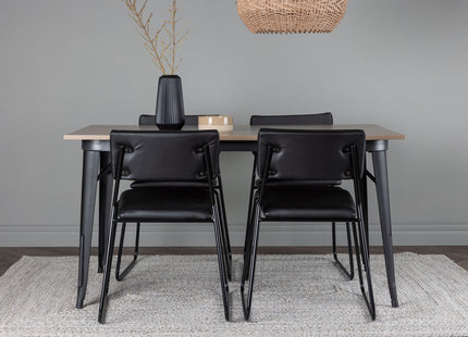 Venture Home Kenth & Tempe Matstolar 2-pack Svart + Rektangulära Matbord 140 x 80 Valnöt