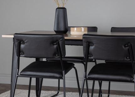 Venture Home Kenth & Tempe Matstolar 2-pack Svart + Rektangulära Matbord 140 x 80 Valnöt