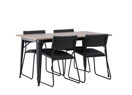 Venture Home Kenth & Tempe Matstolar 2-pack Svart + Rektangulära Matbord 140 x 80 Valnöt