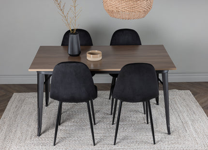 Venture Home Polar & Tempe Matstolar 2-pack Svart + Rektangulära Matbord 140 x 80 Valnöt