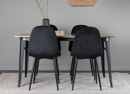 Venture Home Polar & Tempe Matstolar 2-pack Svart + Rektangulära Matbord 140 x 80 Valnöt