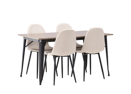 Venture Home Polar & Tempe Matstolar 2-pack Beige + Rektangulära Matbord 140 x 80 Valnöt