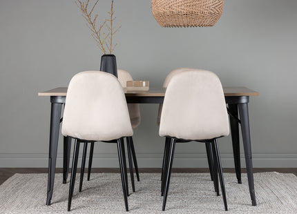 Venture Home Polar & Tempe Matstolar 2-pack Beige + Rektangulära Matbord 140 x 80 Valnöt
