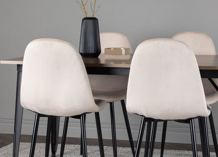 Venture Home Polar & Tempe Matstolar 2-pack Beige + Rektangulära Matbord 140 x 80 Valnöt