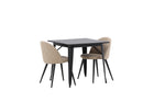 Venture Home Velvet & Tempe Matstolar 2-pack Beige + Rektangulära Matbord 80 x 80 Svart
