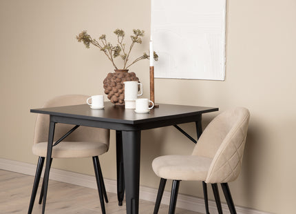 Venture Home Velvet & Tempe Matstolar 2-pack Beige + Rektangulära Matbord 80 x 80 Svart