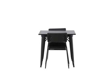 Venture Home Kenth & Tempe Matstolar 2-pack Svart + Rektangulära Matbord 80 x 80 Svart