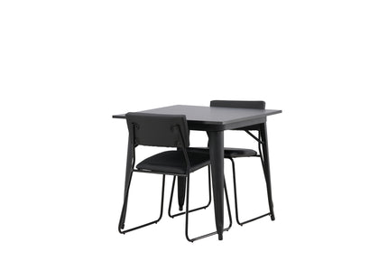 Venture Home Kenth & Tempe Matstolar 2-pack Svart + Rektangulära Matbord 80 x 80 Svart