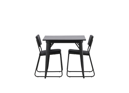 Venture Home Kenth & Tempe Matstolar 2-pack Svart + Rektangulära Matbord 80 x 80 Svart