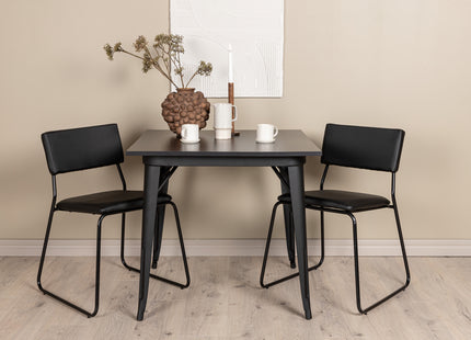 Venture Home Kenth & Tempe Matstolar 2-pack Svart + Rektangulära Matbord 80 x 80 Svart