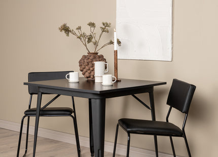 Venture Home Kenth & Tempe Matstolar 2-pack Svart + Rektangulära Matbord 80 x 80 Svart