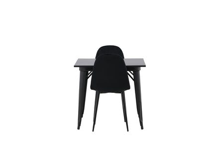 Venture Home Polar & Tempe Matstolar 2-pack Svart + Rektangulära Matbord 80 x 80 Svart