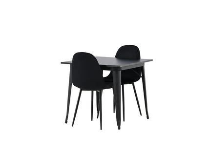 Venture Home Polar & Tempe Matstolar 2-pack Svart + Rektangulära Matbord 80 x 80 Svart