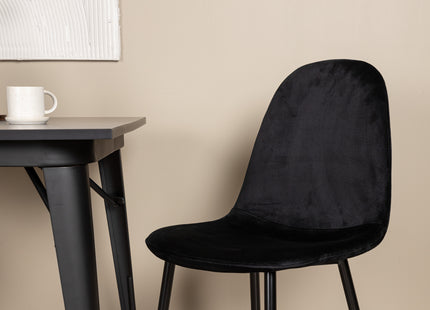 Venture Home Polar & Tempe Matstolar 2-pack Svart + Rektangulära Matbord 80 x 80 Svart