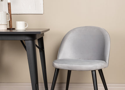 Venture Home Velvet & Tempe Matstolar 2-pack Grå + Rektangulära Matbord 80 x 80 Svart