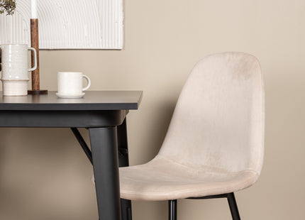 Venture Home Polar & Tempe Matstolar 2-pack Beige + Rektangulära Matbord 80 x 80 Svart