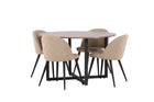 Venture Home Velvet & Durango Matstolar 2-pack Beige + Runda Matbord ⌀120 Valnöt