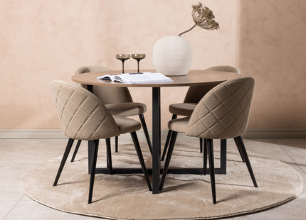 Venture Home Velvet & Durango Matstolar 2-pack Beige + Runda Matbord ⌀120 Valnöt