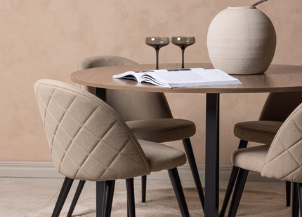 Venture Home Velvet & Durango Matstolar 2-pack Beige + Runda Matbord ⌀120 Valnöt