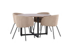 Venture Home Berit & Durango Matstolar Beige + Runda Matbord ⌀120 Valnöt