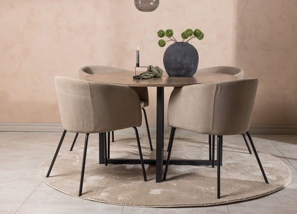 Venture Home Berit & Durango Matstolar Beige + Runda Matbord ⌀120 Valnöt