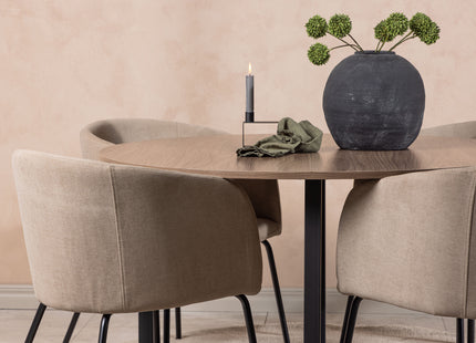 Venture Home Berit & Durango Matstolar Beige + Runda Matbord ⌀120 Valnöt