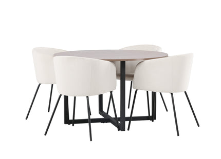 Venture Home Berit & Durango Matstolar Beige + Runda Matbord ⌀120 Valnöt