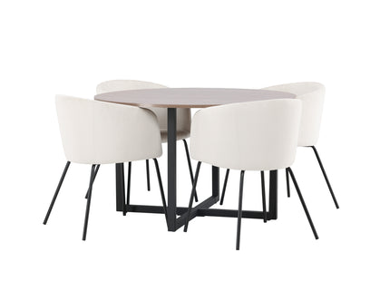 Venture Home Berit & Durango Matstolar Beige + Runda Matbord ⌀120 Valnöt
