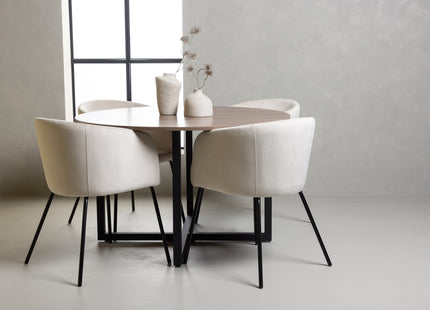 Venture Home Berit & Durango Matstolar Beige + Runda Matbord ⌀120 Valnöt