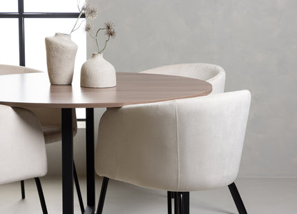 Venture Home Berit & Durango Matstolar Beige + Runda Matbord ⌀120 Valnöt