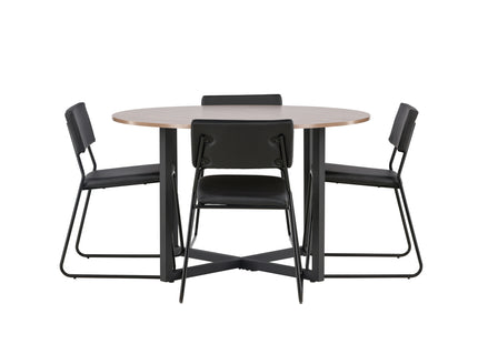 Venture Home Kenth & Durango Matstolar 2-pack Svart + Runda Matbord ⌀120 Valnöt