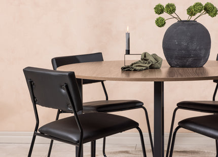 Venture Home Kenth & Durango Matstolar 2-pack Svart + Runda Matbord ⌀120 Valnöt