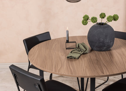 Venture Home Kenth & Durango Matstolar 2-pack Svart + Runda Matbord ⌀120 Valnöt