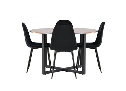 Venture Home Polar & Durango Matstolar 2-pack Svart + Runda Matbord ⌀120 Valnöt
