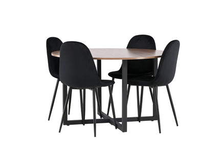 Venture Home Polar & Durango Matstolar 2-pack Svart + Runda Matbord ⌀120 Valnöt