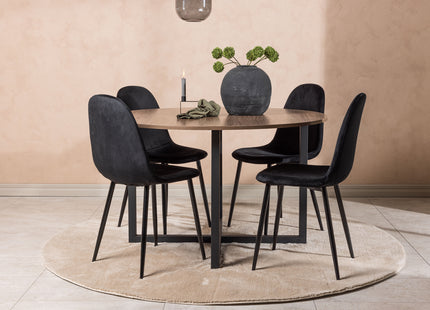 Venture Home Polar & Durango Matstolar 2-pack Svart + Runda Matbord ⌀120 Valnöt