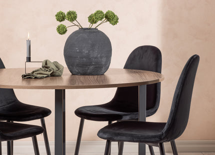 Venture Home Polar & Durango Matstolar 2-pack Svart + Runda Matbord ⌀120 Valnöt