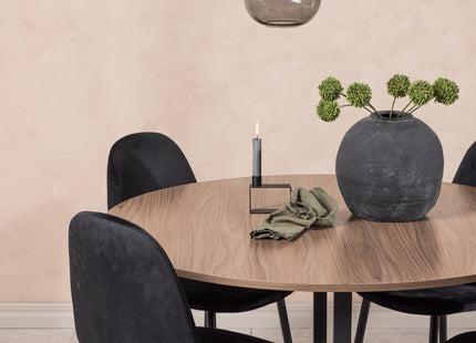 Venture Home Polar & Durango Matstolar 2-pack Svart + Runda Matbord ⌀120 Valnöt
