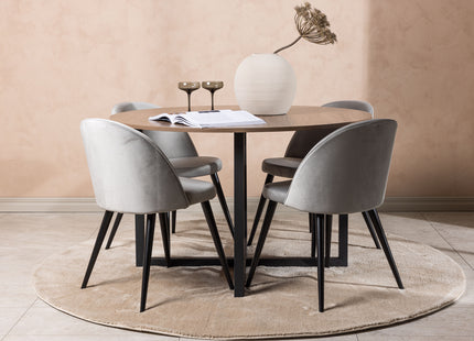 Venture Home Velvet & Durango Matstolar 2-pack Grå + Runda Matbord ⌀120 Valnöt